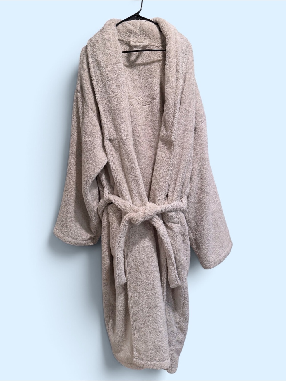 Natemia unisex size L/XL robe 100% organic cotton solid light grey pockets